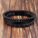  Natural Gemstone Men's Leather Calming Healing Bracelet Bangle 8 inches