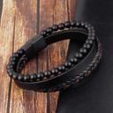  Natural Gemstone Men's Leather Calming Healing Bracelet Bangle 8 inches