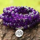  Amethyst 108 Mala Beads Prayer Necklace Multi Strands Healing Balance Bracelet