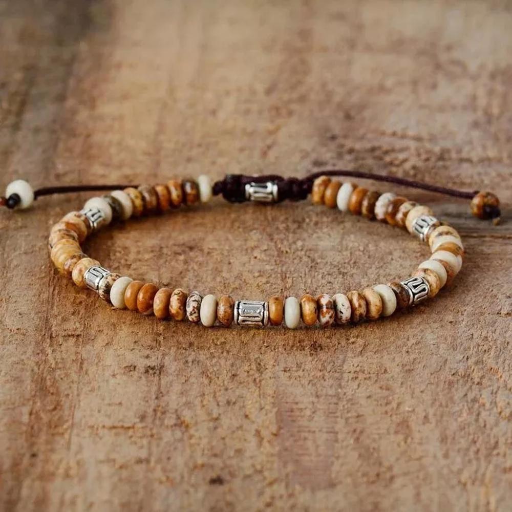 Natural Picture Jasper 4mm Round Beads Handmade Women Healing Bracelet Gift