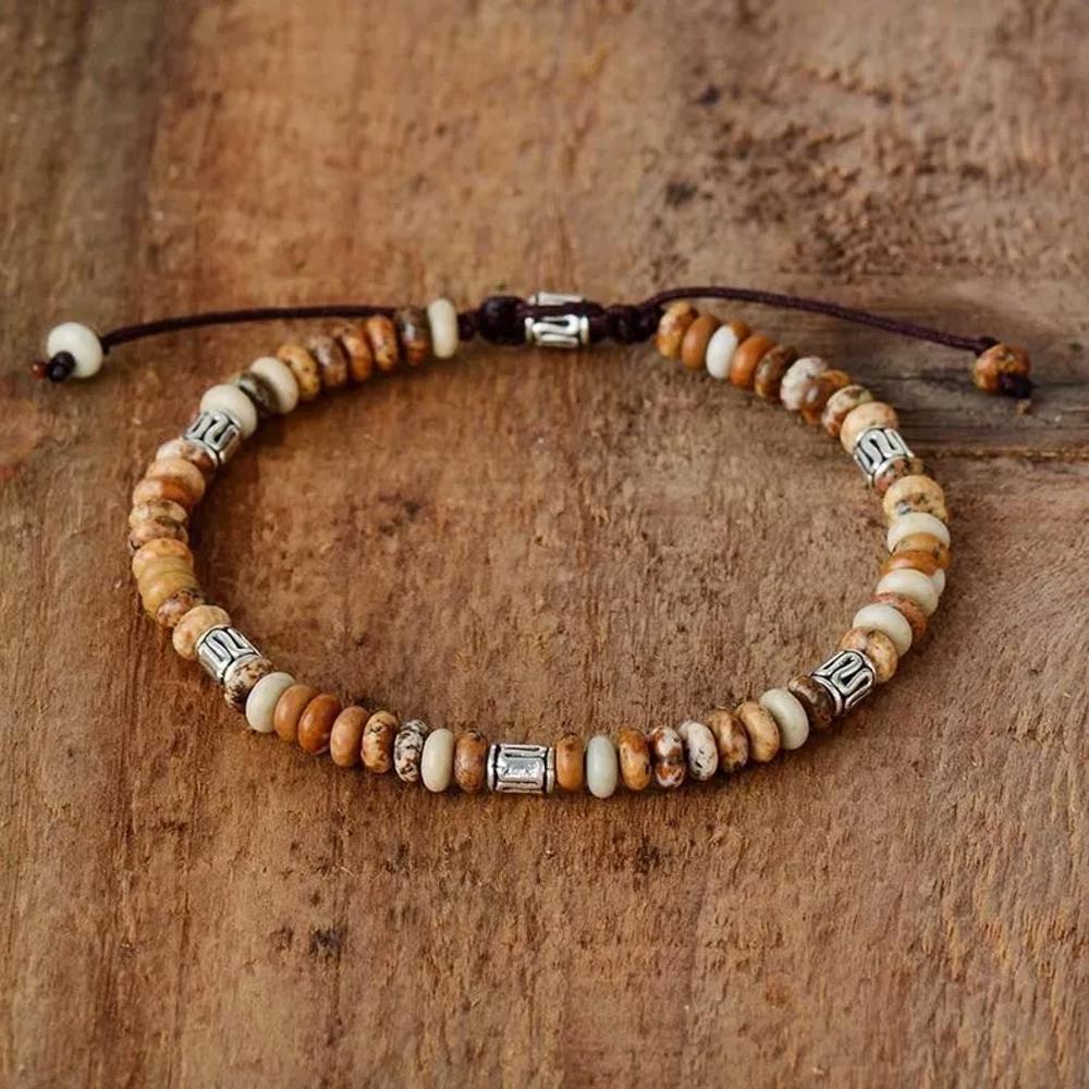 Natural Picture Jasper 4mm Round Beads Handmade Women Healing Bracelet Gift