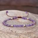  Natural Crystal Amethyst Small Dainty Beads Healing Protection Women Bracelet