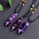  Natural Stone Amethyst Crystal Pendant Necklace