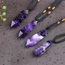  Natural Stone Amethyst Crystal Pendant Necklace