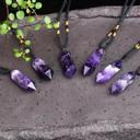  Natural Stone Amethyst Crystal Pendant Necklace