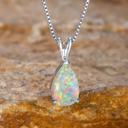  White Fire Opal Crystal Teardrop Pendant Healing Lucky Women Necklace Gifts