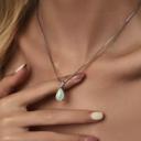  White Fire Opal Crystal Teardrop Pendant Healing Lucky Women Necklace Gifts