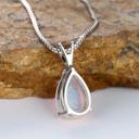  White Fire Opal Crystal Teardrop Pendant Healing Lucky Women Necklace Gifts