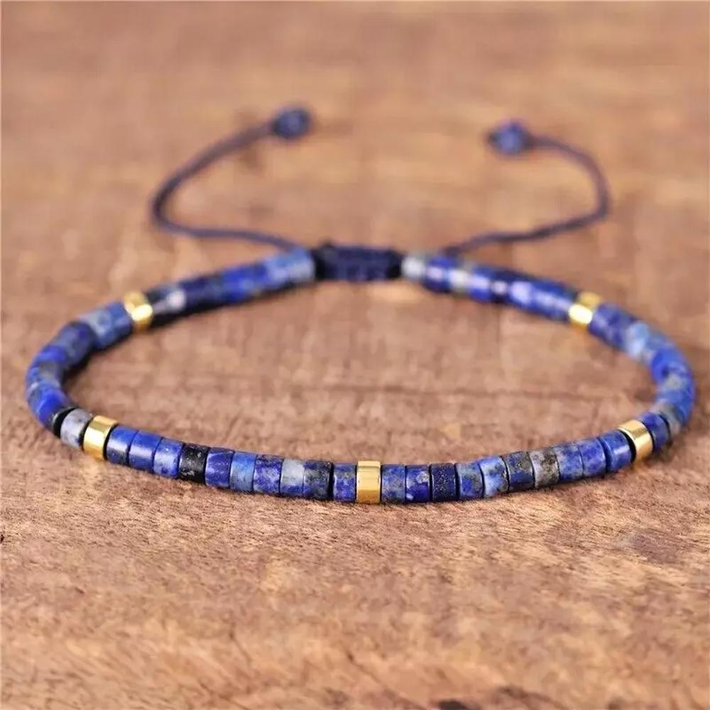 Women Blue Friendship Bracelet  Delicate Lapis Lazuli Natural Gemstone Dainty Bracelet Minimalist Gift