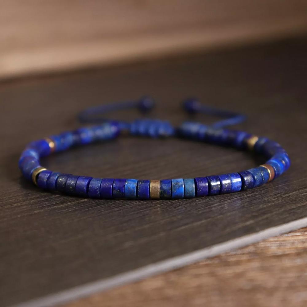 Women Blue Friendship Bracelet  Delicate Lapis Lazuli Natural Gemstone Dainty Bracelet Minimalist Gift