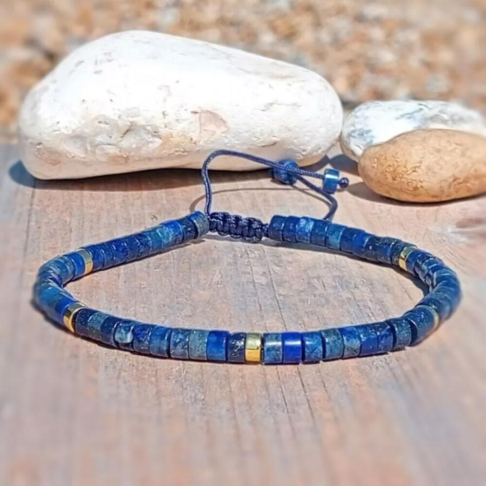 Women Blue Friendship Bracelet  Delicate Lapis Lazuli Natural Gemstone Dainty Bracelet Minimalist Gift