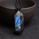  Natural Labradorite Flash Stone Hexagon Pendant Healing Energy Amulet Necklace