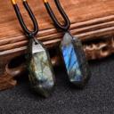  Natural Labradorite Flash Stone Hexagon Pendant Healing Energy Amulet Necklace