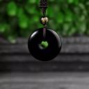  Black Obsidian Donut Buckle Pendant Healing Reiki Amulet Protection Necklace