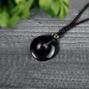  Black Obsidian Donut Buckle Pendant Healing Reiki Amulet Protection Necklace