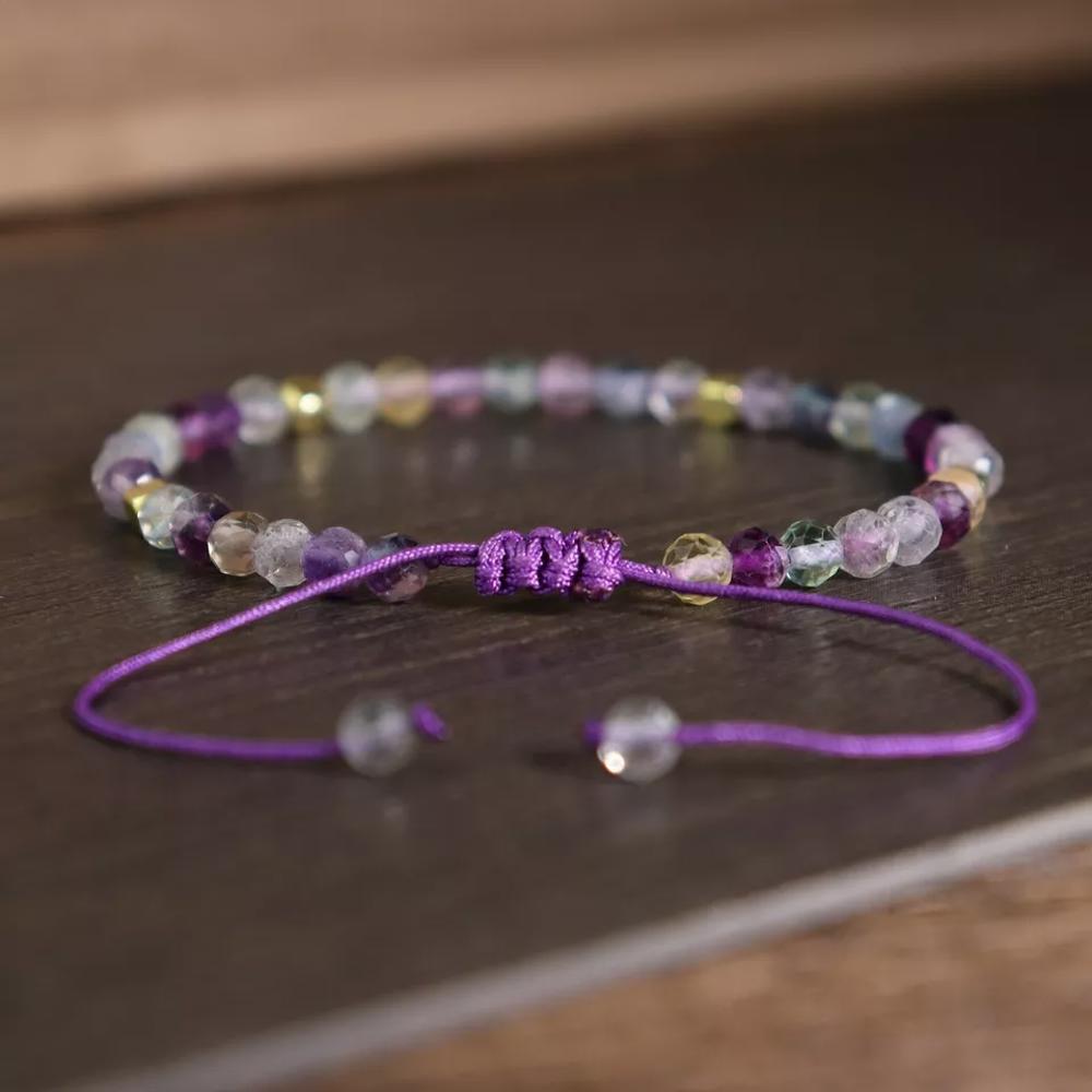 Delicate Natural Gemstone Fluorite Dainty Crystal Bracelet Minimalist Gift