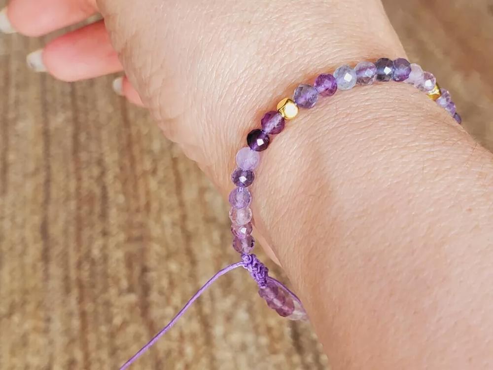 Delicate Natural Gemstone Fluorite Dainty Crystal Bracelet Minimalist Gift