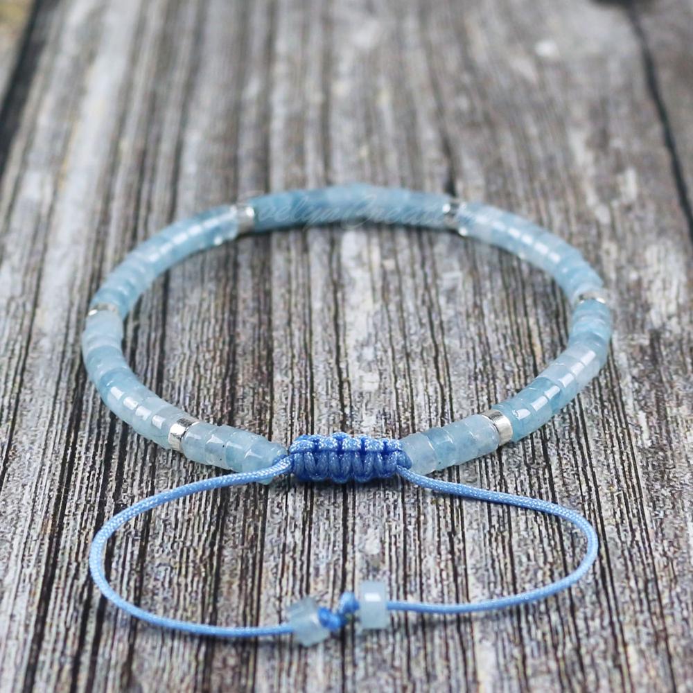 Minimalist Dainty Aquamarine Stone Healing Bracelet Delicate Layering Bracelet