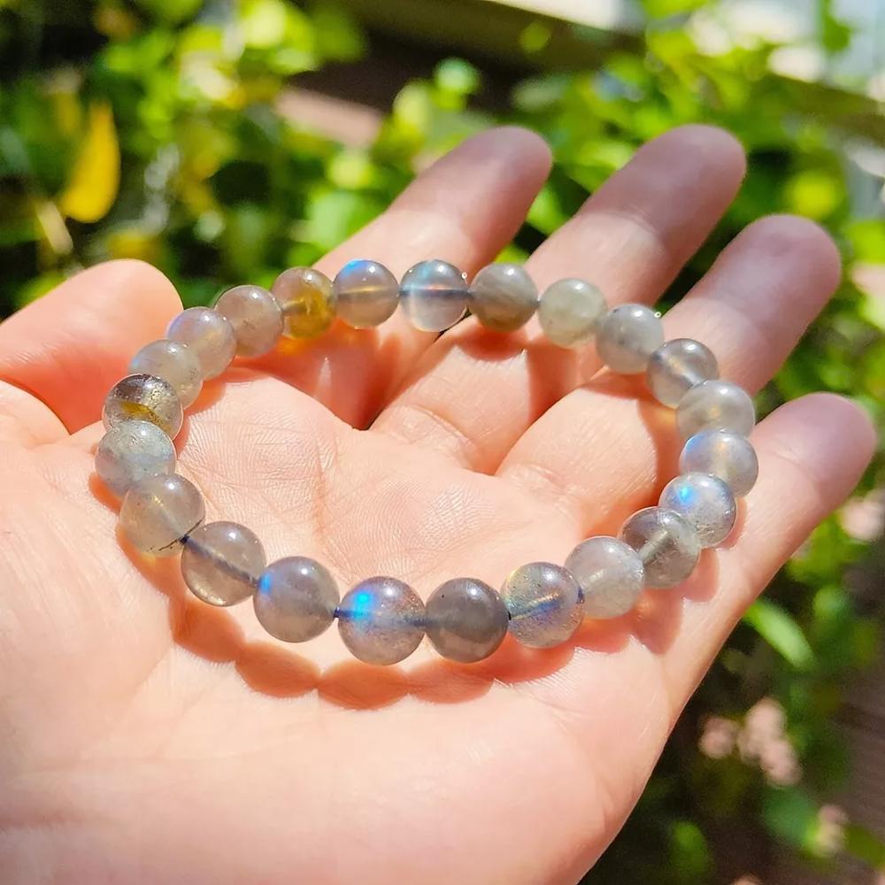 Natural Labradorite Moonlight Gemstone Beaded Crystal Healing Reiki Bracelet