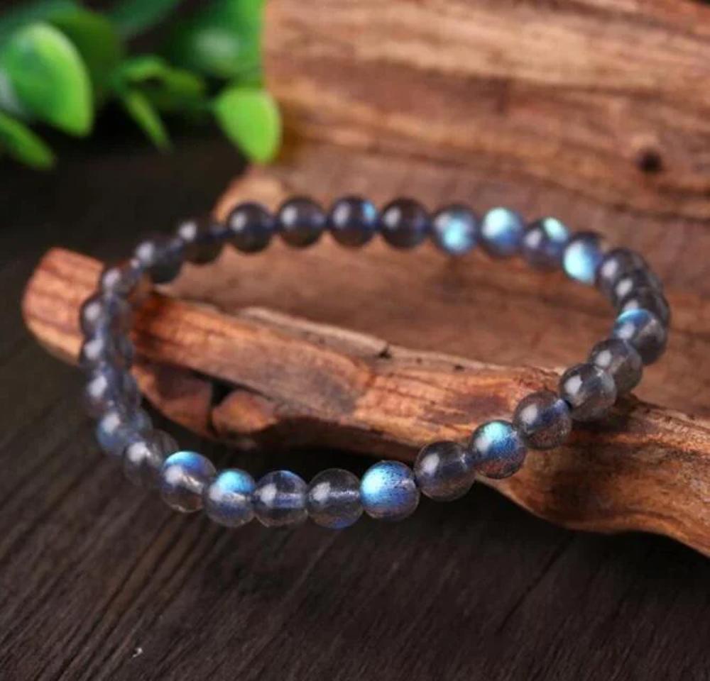 Natural Labradorite Moonlight Gemstone Beaded Crystal Healing Reiki Bracelet