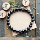  Natural Black Tourmaline Obsidian Onyx Beads Healing Triple Protection Bracelet