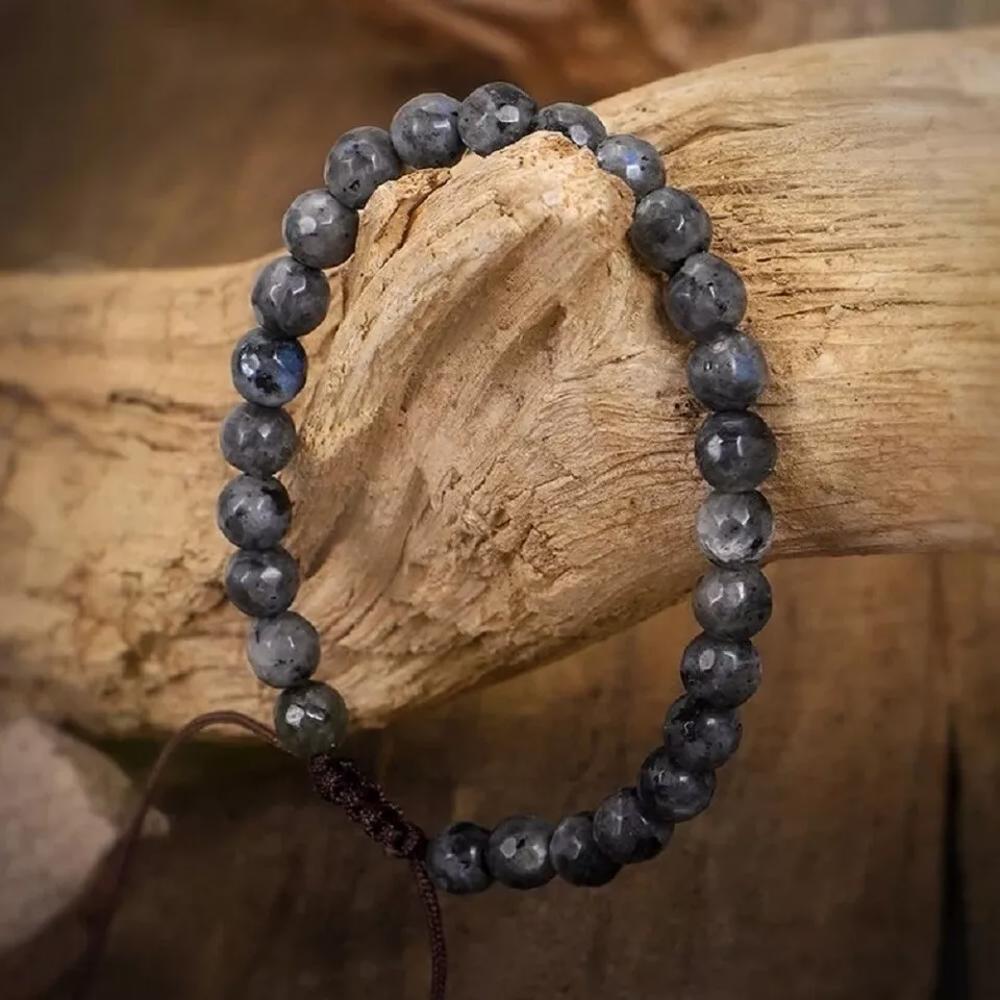 Black Moonstone Beaded Braided Bracelet for Anxiety Relief