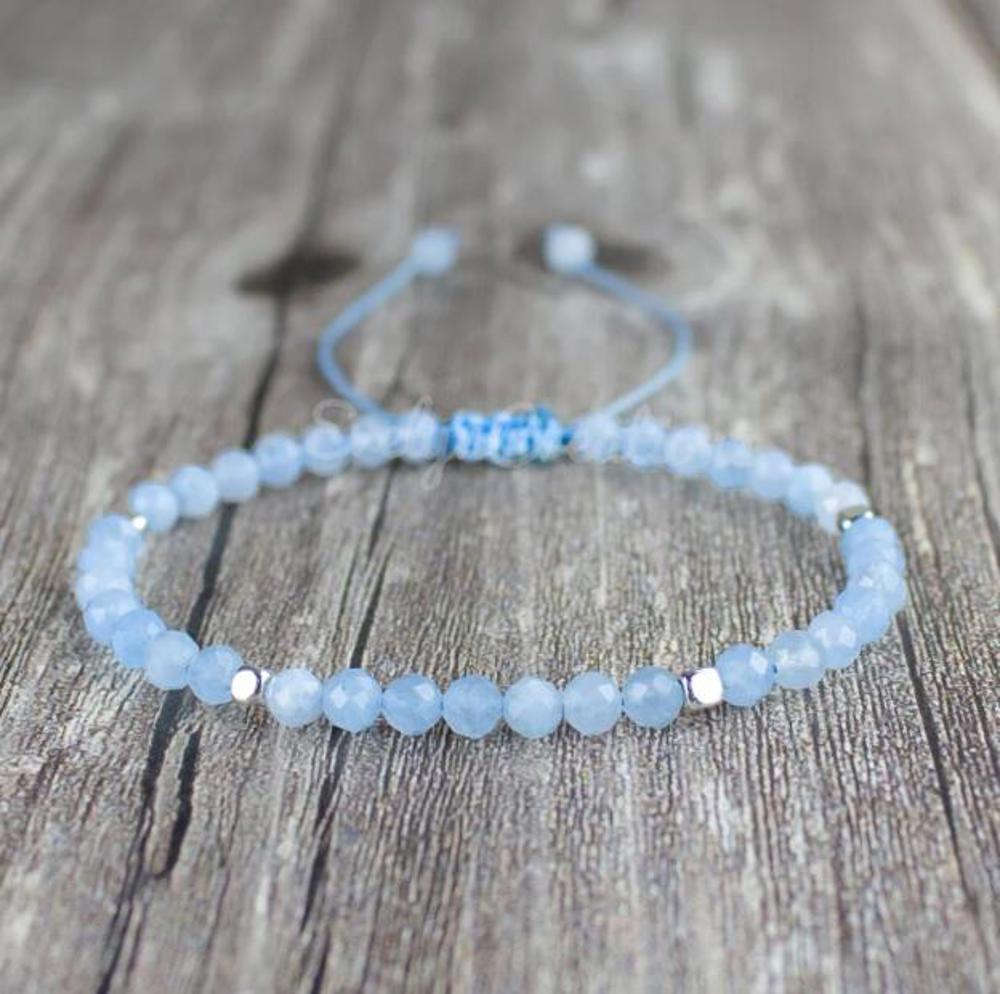 Delicate Aquamarine Dainty Healing Crystal Bracelet Minimalist March Birthstone Gift