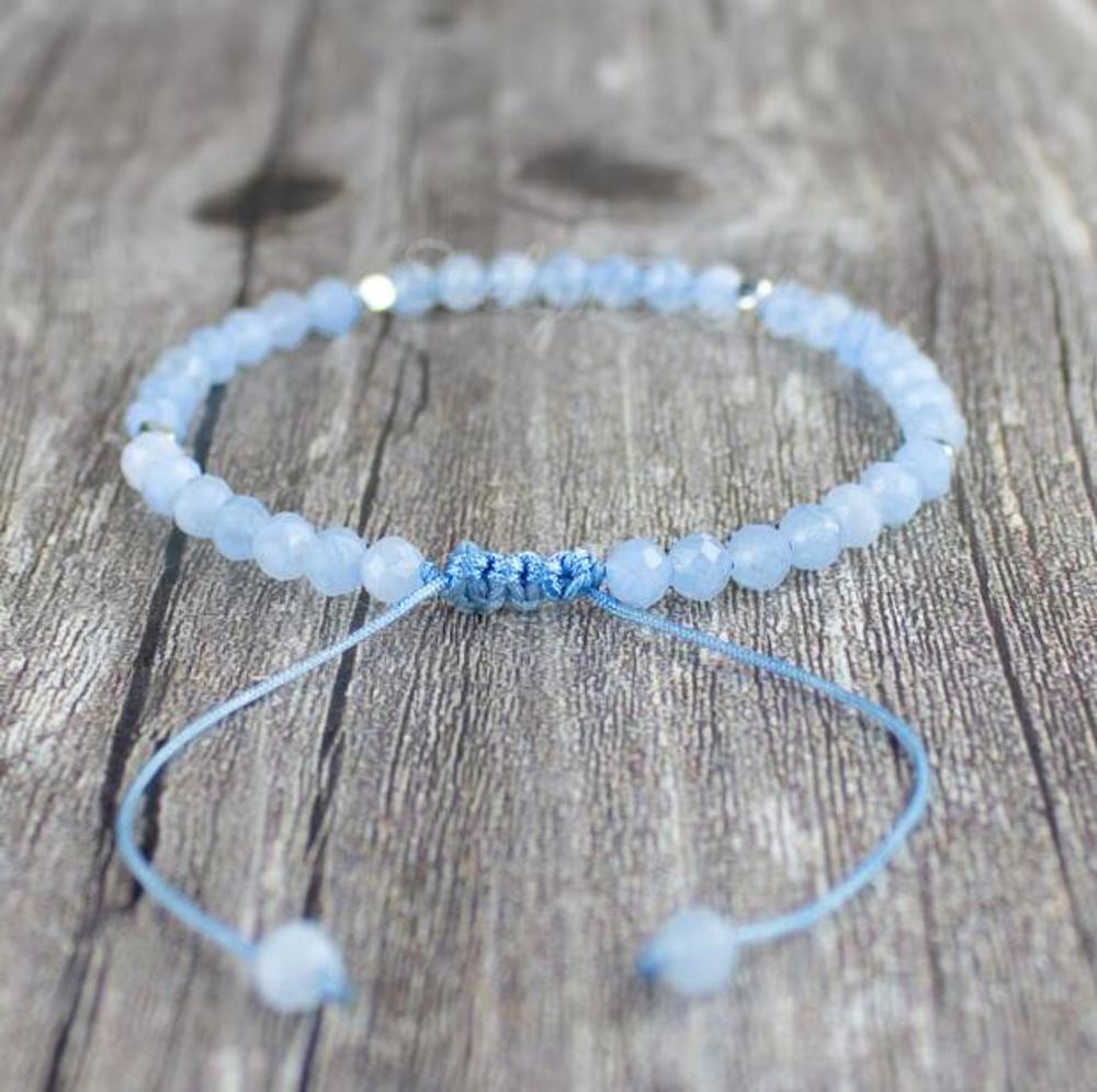 Delicate Aquamarine Dainty Healing Crystal Bracelet Minimalist March Birthstone Gift