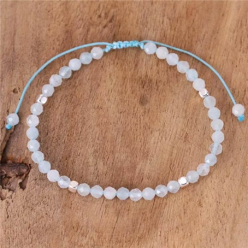 Delicate Aquamarine Dainty Healing Crystal Bracelet Minimalist March Birthstone Gift