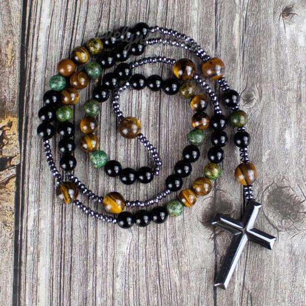 men's Hematite Cross Pendant Necklace