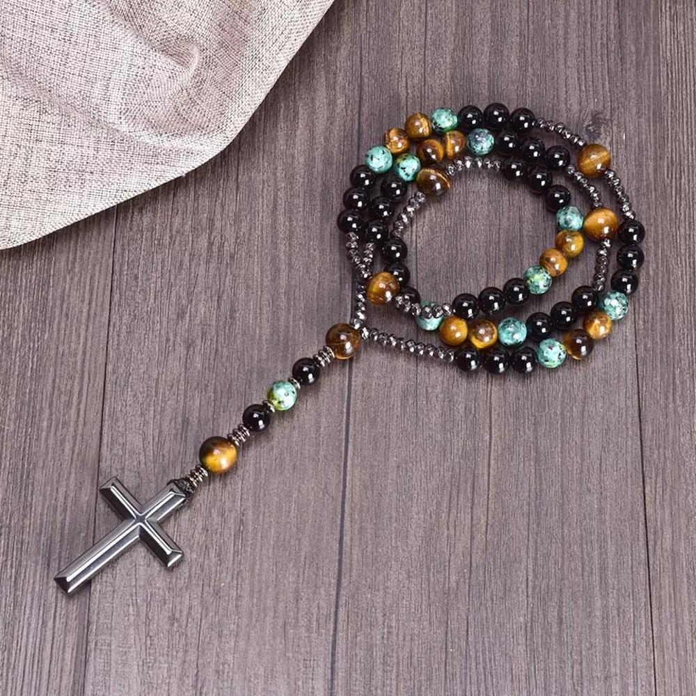 men's Hematite Cross Pendant Necklace