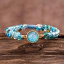  Natural Blue Quartz Crystal Bracelet Opal Stone Charm Braided Bracelet Handmade