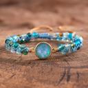  Natural Blue Quartz Crystal Bracelet Opal Stone Charm Braided Bracelet Handmade