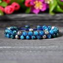  Natural Double Braided Blue Apatite Crystal Healing Reiki Men Women Bracelet