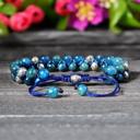  Natural Double Braided Blue Apatite Crystal Healing Reiki Men Women Bracelet