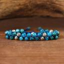  Natural Double Braided Blue Apatite Crystal Healing Reiki Men Women Bracelet