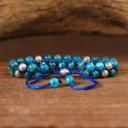  Natural Double Braided Blue Apatite Crystal Healing Reiki Men Women Bracelet