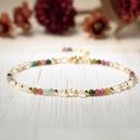  Rainbow Tourmaline Beaded Bracelet, Delicate 3mm Adjustable Tourmaline Natural Stone Bracelet, Healing Protection Aura Stacking Bracelet