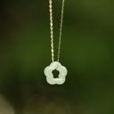  Natural Green Jade Floral Flower Shape Charm Pendant Healing Necklace (A Set)