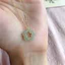  Natural Green Jade Floral Flower Shape Charm Pendant Healing Necklace (A Set)