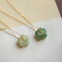  Natural Green Jade Floral Flower Shape Charm Pendant Healing Necklace (A Set)