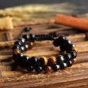  Triple Protection Tiger Eye Hematite Obsidian Beaded Healing Women Men Bracelet