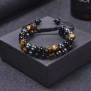  Triple Protection Tiger Eye Hematite Obsidian Beaded Healing Women Men Bracelet