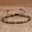  Natural Tiger's Eye Stone Beaded Braided Dainty Bracelet for Anxiety Relief