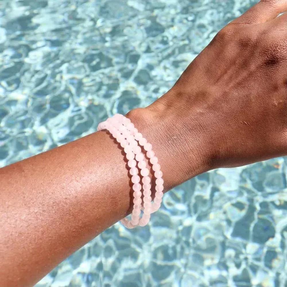 Natural Rose Quartz 4mm Beaded Crystal Healing Chakra Handmade Lucky Bracelet