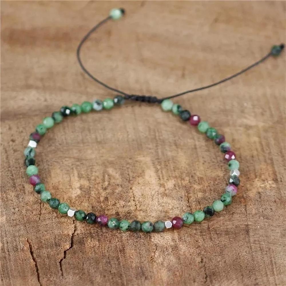 Natural Ruby Zoisite Tibetan Handmade 4mm Beads Healing Dainty Sizeable Bracelet Gift