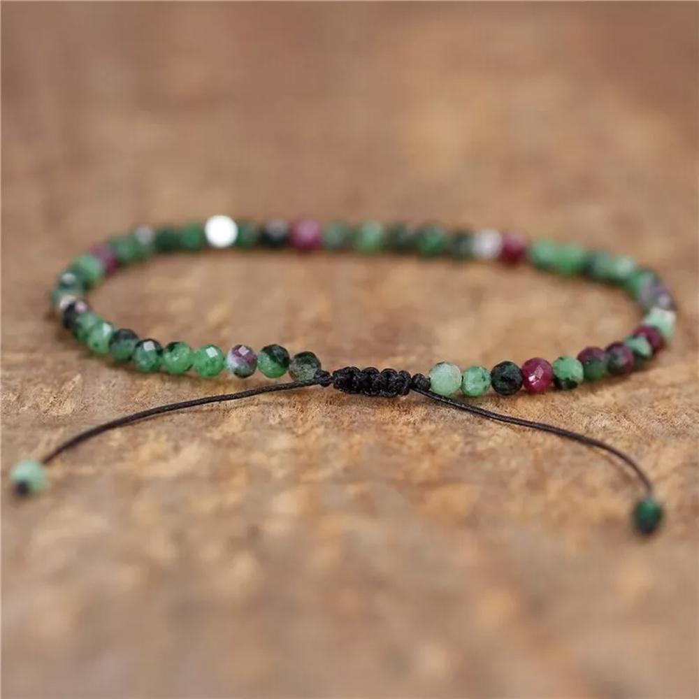 Natural Ruby Zoisite Tibetan Handmade 4mm Beads Healing Dainty Sizeable Bracelet Gift