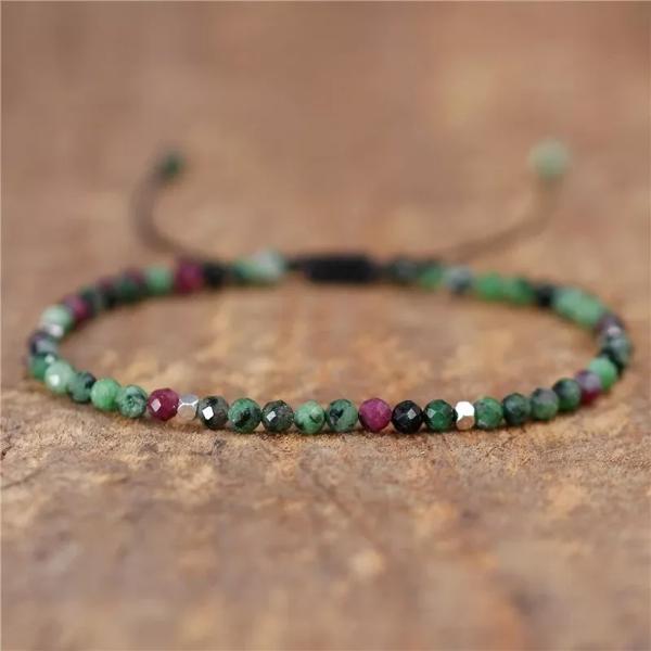 Natural Ruby Zoisite Tibetan Handmade 4mm Beads Healing Dainty Sizeable Bracelet Gift