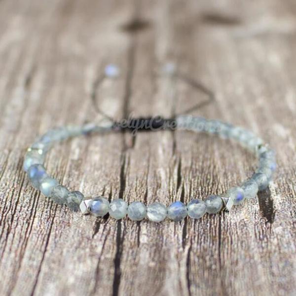 Natural Stone Labradorite Healing Crystal Dainty Bracelet