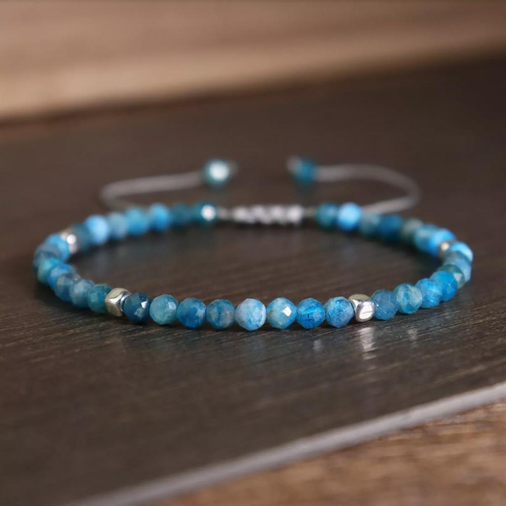 Delicate Natural Apatite Stone Dainty Healing Bracelet Minimalist